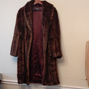 Lauren by Ralph Lauren Brown Faux Fur Coat